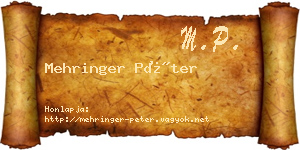 Mehringer Péter névjegykártya