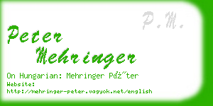 peter mehringer business card